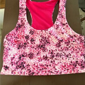Pink Leopard Print Racerback Sports Bra Top